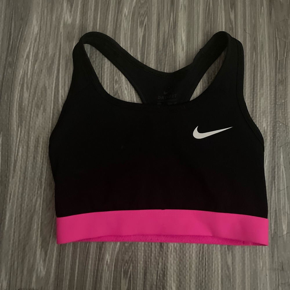 Nike dri fit women's extra small black / pink athletic sports bra